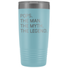 Pops Gifts Pops The Man The Myth The Legend Stainless Steel Vacuum Travel Mug Insulated Tumbler 20oz $31.99 | Light Blue Tumblers