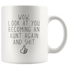 Pregnancy Announcement Aunt Again New Aunt Gift Aunt To Be Gifts Promoted To Aunt Mug $18.99 | 11oz Drinkware