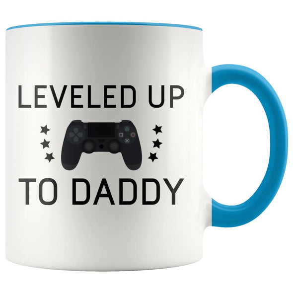 Pregnancy Announcement Gift To Husband: Leveled Up To Daddy Mug | First Time Dad Gifts | Dad To Be Gifts $14.99 | Blue Drinkware