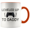 Pregnancy Announcement Gift To Husband: Leveled Up To Daddy Mug | First Time Dad Gifts | Dad To Be Gifts $14.99 | Orange Drinkware