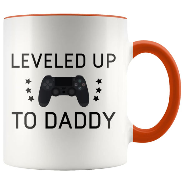 Pregnancy Announcement Gift To Husband: Leveled Up To Daddy Mug | First Time Dad Gifts | Dad To Be Gifts $14.99 | Orange Drinkware