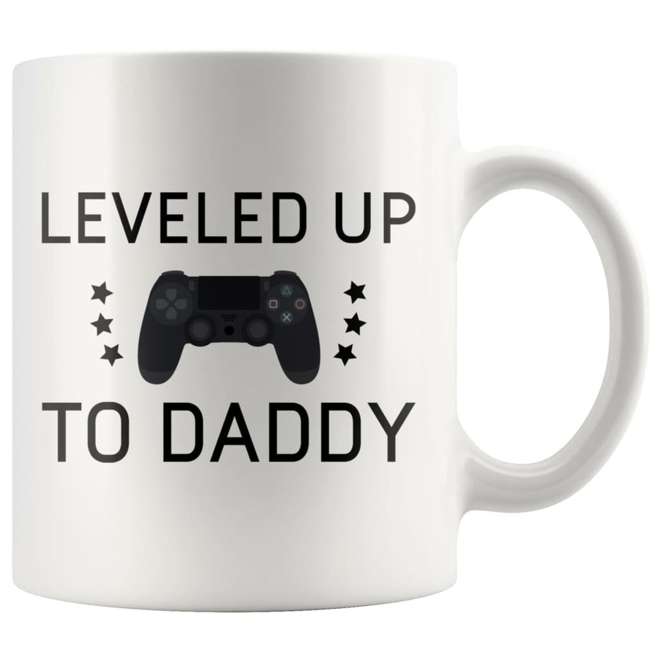 Pregnancy Announcement Gift To Husband: Leveled Up To Daddy Mug