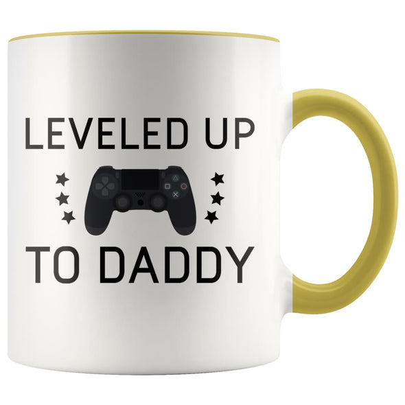 Pregnancy Announcement Gift To Husband: Leveled Up To Daddy Mug | First Time Dad Gifts | Dad To Be Gifts $14.99 | Yellow Drinkware