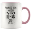 Pregnancy Announcement To Husband Promoted From Dog Dad To Human Dad Est. 2020 New Dad Coffee Cup Mug 11oz $14.99 | Pink Drinkware