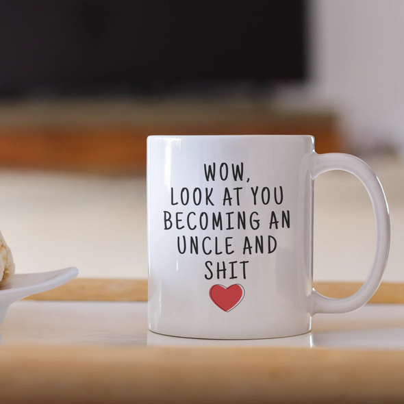 Pregnancy Reveal To Uncle: Wow Look At You Becoming An Uncle Mug | New Uncle Gift $18.99 | Drinkware