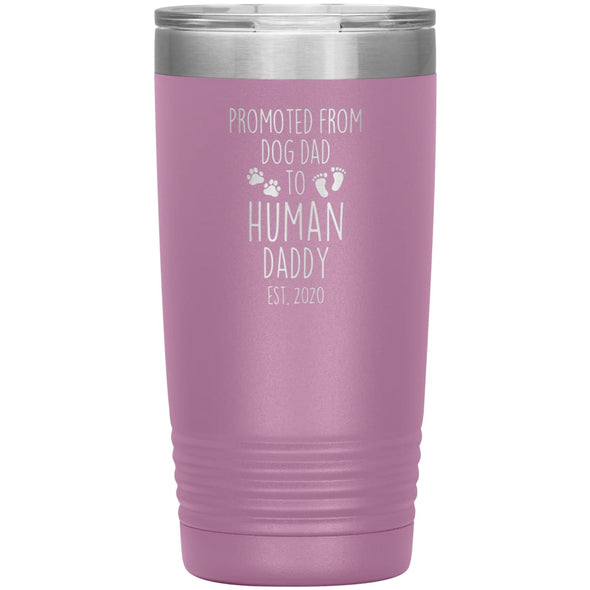 Promoted From Dog Dad To Human Daddy Est. 2020 Insulated Vacuum Tumbler 20oz $29.99 | Light Purple Tumblers