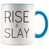Rise And Slay Mug - New Job Gifts - Blue - Custom Made Drinkware