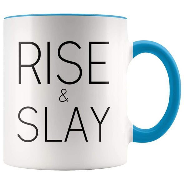 Rise And Slay Mug - New Job Gifts - Blue - Custom Made Drinkware