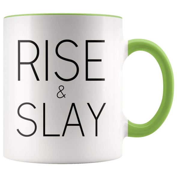 Rise And Slay Mug - New Job Gifts - Green - Custom Made Drinkware