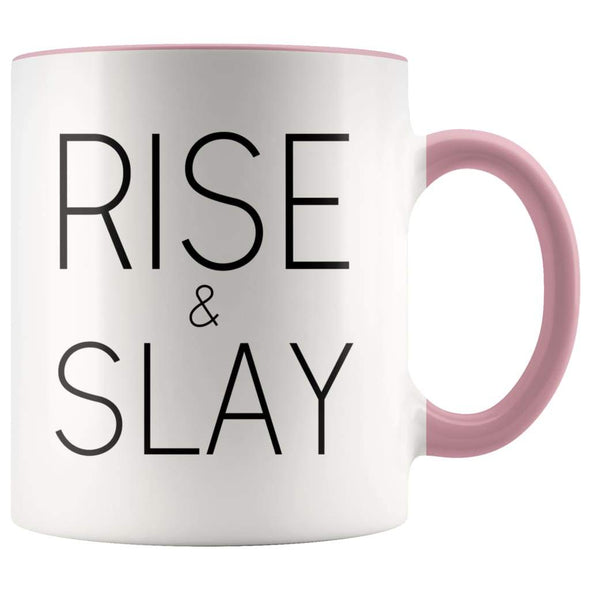 Rise And Slay Mug - New Job Gifts - Pink - Custom Made Drinkware