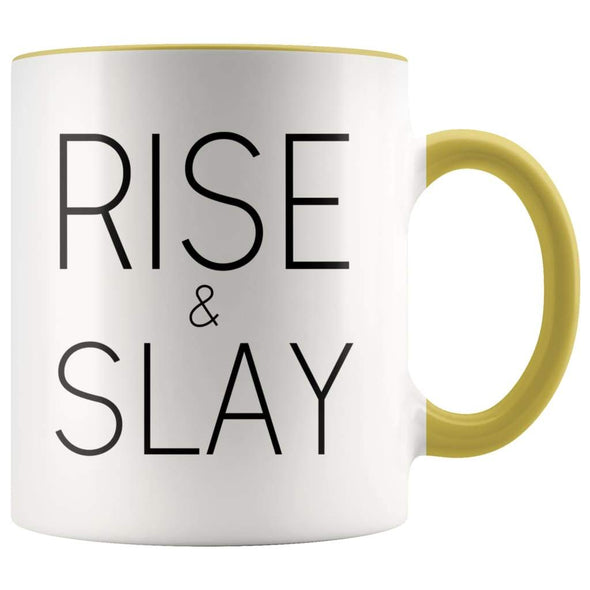Rise And Slay Mug - New Job Gifts - Yellow - Custom Made Drinkware