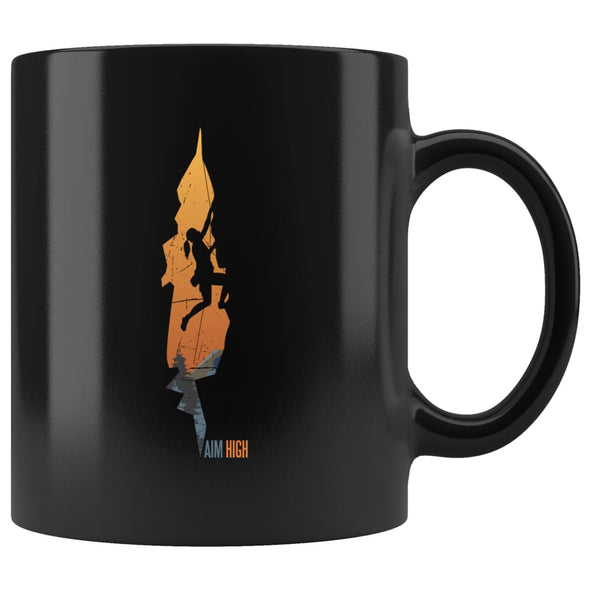 Rock Climber Gift Women - Aim High Motivational Coffee Mug - Aim High - Custom Made Drinkware