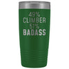 Rock Climbing Gift: 49% Climber 51% Badass Insulated Tumbler 20oz $29.99 | Green Tumblers