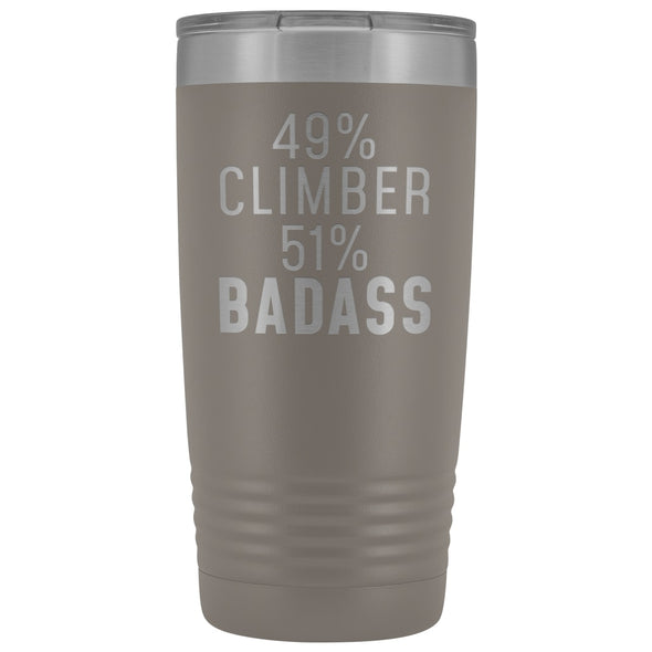 Rock Climbing Gift: 49% Climber 51% Badass Insulated Tumbler 20oz $29.99 | Pewter Tumblers
