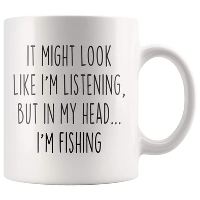 ThisWear Funny Fishing Mug Bass Fishing Heartbeat Fishing Birthday Gifts  for Fisherman Gifts for Men 11 ounce Coffee Mug 