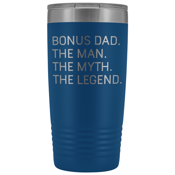 Step Dad Gifts Bonus Dad The Man The Myth The Legend Stainless Steel Vacuum Travel Mug Insulated Tumbler 20oz $31.99 | Blue Tumblers