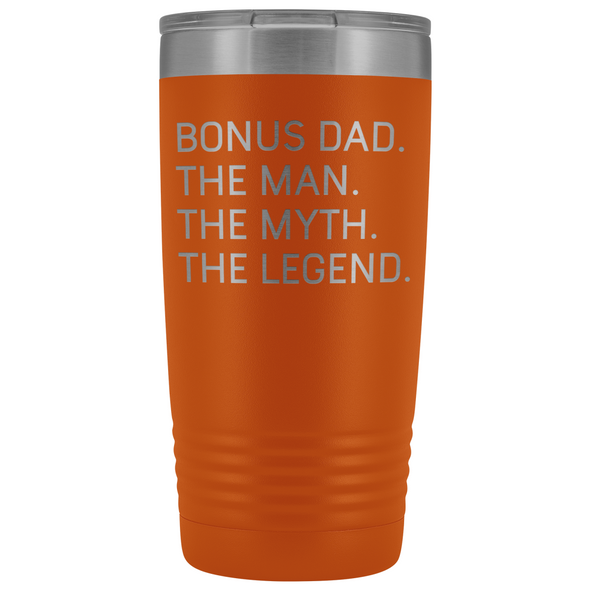 Step Dad Gifts Bonus Dad The Man The Myth The Legend Stainless Steel Vacuum Travel Mug Insulated Tumbler 20oz $31.99 | Orange Tumblers