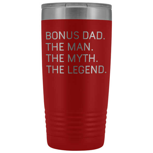 Step Dad Gifts Bonus Dad The Man The Myth The Legend Stainless Steel Vacuum Travel Mug Insulated Tumbler 20oz $31.99 | Red Tumblers