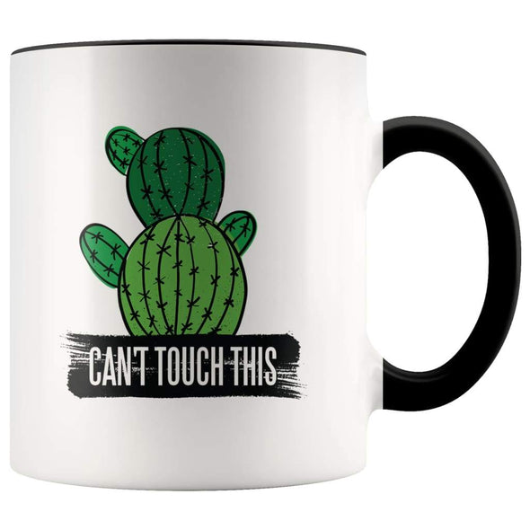 Succulents Thank You Gift - Cant Touch This Cactus Coffee Mug - Black - Custom Made Drinkware