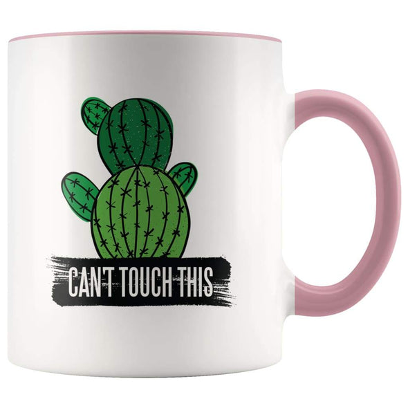 Succulents Thank You Gift - Cant Touch This Cactus Coffee Mug - Pink - Custom Made Drinkware