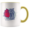 Take My Heart Coffee Mug - In Love Mug - Yellow - Custom Made Drinkware