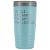 Uncle Gifts Uncle The Man The Myth The Legend Stainless Steel Vacuum Travel Mug Insulated Tumbler 20oz $31.99 | Light Blue Tumblers