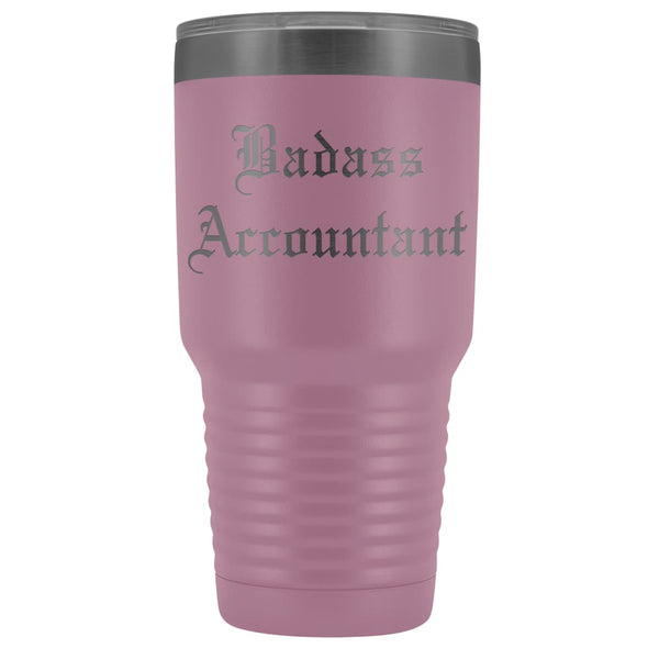 Unique Accountant Gift: Personalized Old English Badass Accountant Birthday Promotional Insulated Tumbler 30 oz $38.95 | Light Purple