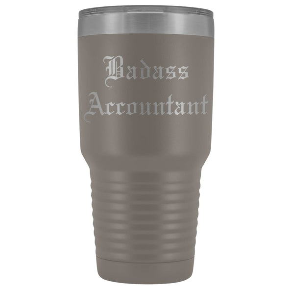Unique Accountant Gift: Personalized Old English Badass Accountant Birthday Promotional Insulated Tumbler 30 oz $38.95 | Pewter Tumblers