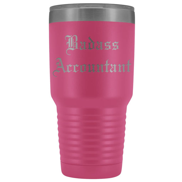 Unique Accountant Gift: Personalized Old English Badass Accountant Birthday Promotional Insulated Tumbler 30 oz $38.95 | Pink Tumblers
