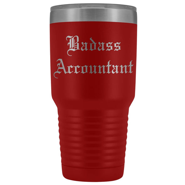Unique Accountant Gift: Personalized Old English Badass Accountant Birthday Promotional Insulated Tumbler 30 oz $38.95 | Red Tumblers