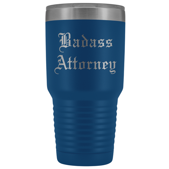 Unique Attorney Gift: Personalized Badass Attorney Law School Student Old English Insulated Tumbler 30 oz $38.95 | Blue Tumblers