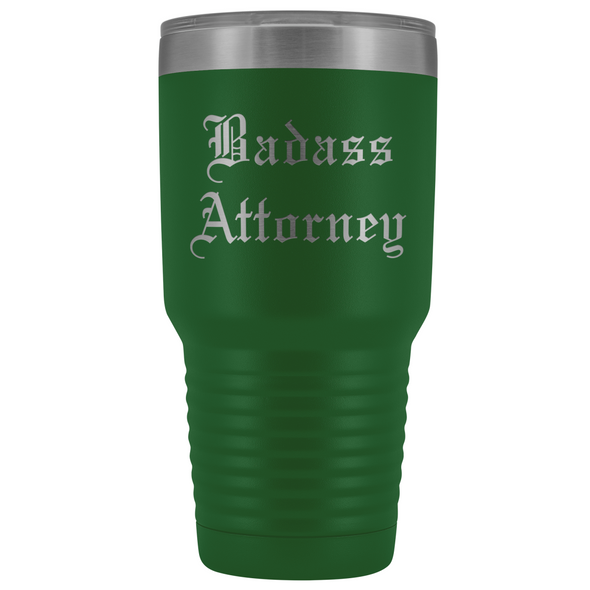 Unique Attorney Gift: Personalized Badass Attorney Law School Student Old English Insulated Tumbler 30 oz $38.95 | Green Tumblers
