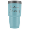 Unique Attorney Gift: Personalized Badass Attorney Law School Student Old English Insulated Tumbler 30 oz $38.95 | Light Blue Tumblers