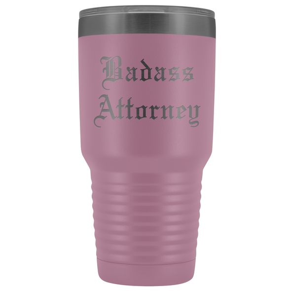Unique Attorney Gift: Personalized Badass Attorney Law School Student Old English Insulated Tumbler 30 oz $38.95 | Light Purple Tumblers
