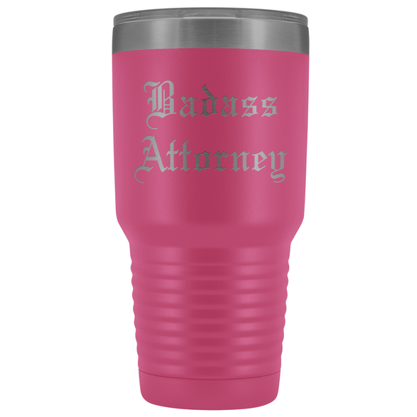 Unique Attorney Gift: Personalized Badass Attorney Law School Student Old English Insulated Tumbler 30 oz $38.95 | Pink Tumblers