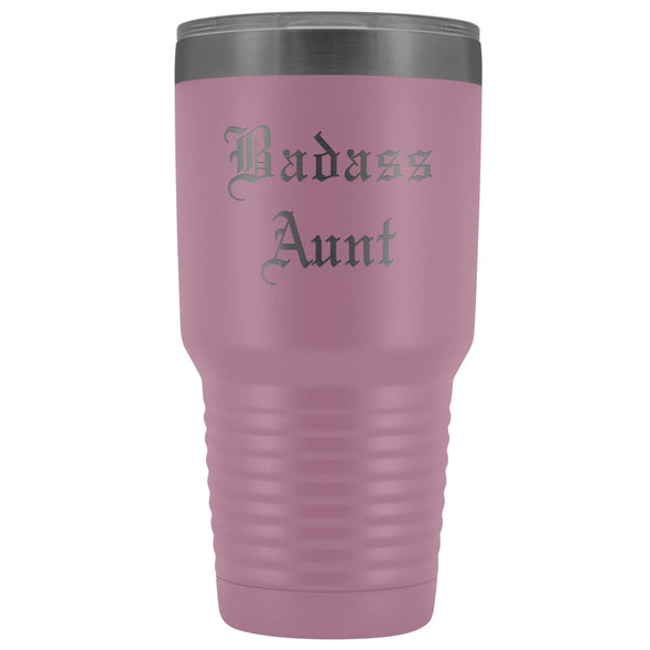 Unique Aunt Gift: Old English Badass Aunt Insulated Tumbler 30 oz $38.95 | Light Purple Tumblers