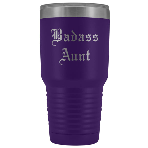 Unique Aunt Gift: Old English Badass Aunt Insulated Tumbler 30 oz $38.95 | Purple Tumblers