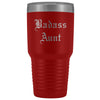 Unique Aunt Gift: Old English Badass Aunt Insulated Tumbler 30 oz $38.95 | Red Tumblers