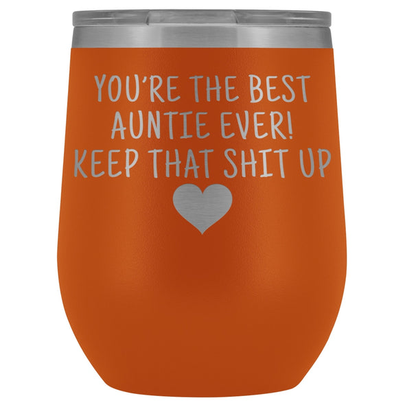 Unique Aunt Gifts: Best Auntie Ever! Insulated Wine Tumbler 12oz $29.99 | Orange Wine Tumbler