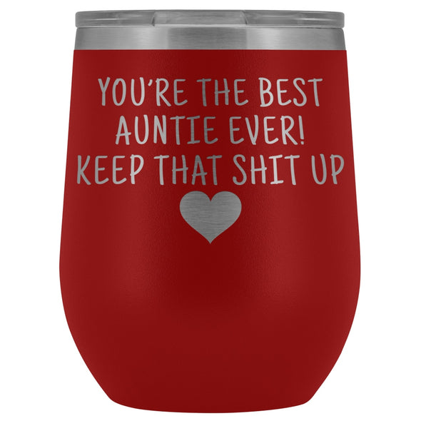 Unique Aunt Gifts: Best Auntie Ever! Insulated Wine Tumbler 12oz $29.99 | Red Wine Tumbler