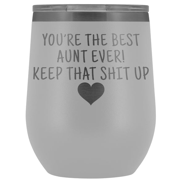 Unique Aunt Gifts: Best Aunt Ever! Insulated Wine Tumbler 12oz $29.99 | White Wine Tumbler