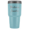 Unique Auntie Gift: Old English Badass Auntie Insulated Tumbler 30 oz $38.95 | Light Blue Tumblers