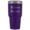 Unique Barista Gift: Personalized Badass Barista Old English Birthday Insulated Tumbler 30 oz $38.95 | Purple Tumblers