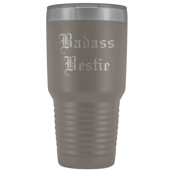 Unique Best Friend Gift: Old English Badass Bestie Insulated Tumbler 30 oz $38.95 | Pewter Tumblers