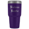 Unique Best Friend Gift: Old English Badass Bestie Insulated Tumbler 30 oz $38.95 | Purple Tumblers
