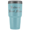 Unique Best Man Gift: Personalized Badass Best Man Old English Wedding Gift from Groom Insulated Tumbler 30 oz $38.95 | Light Blue Tumblers