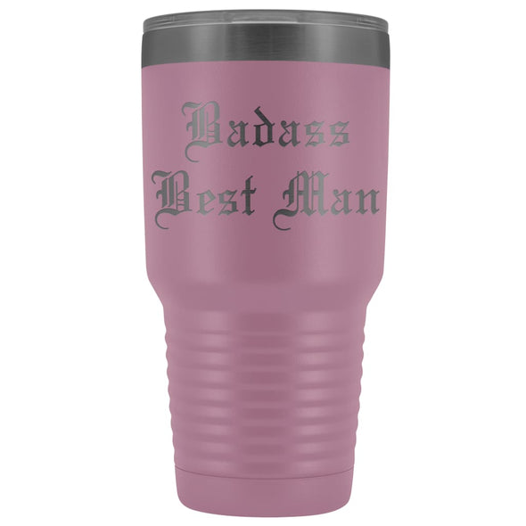 Unique Best Man Gift: Personalized Badass Best Man Old English Wedding Gift from Groom Insulated Tumbler 30 oz $38.95 | Light Purple