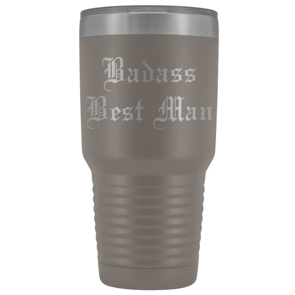 Unique Best Man Gift: Personalized Badass Best Man Old English Wedding Gift from Groom Insulated Tumbler 30 oz $38.95 | Pewter Tumblers