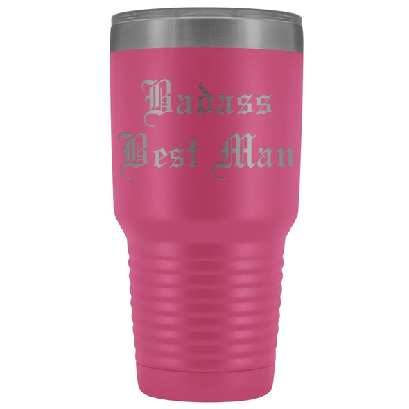 Unique Best Man Gift: Personalized Badass Best Man Old English Wedding Gift from Groom Insulated Tumbler 30 oz $38.95 | Pink Tumblers