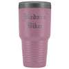 Unique Biker Gift: Personalized Badass Biker Old English Fathers Day Motorcycle Insulated Tumbler 30 oz $38.95 | Light Purple Tumblers